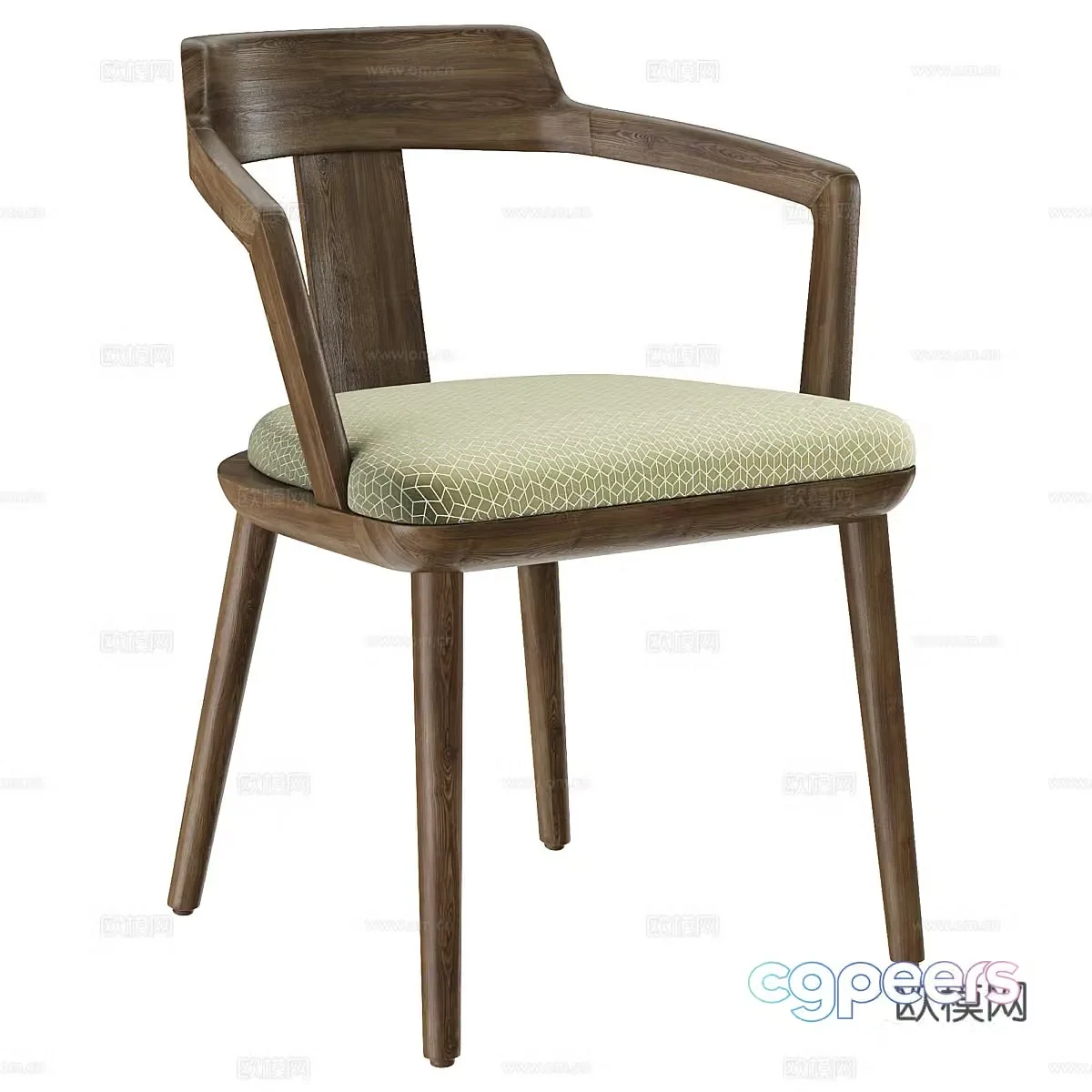 Medium-old single chair solid wood single chair solid wood leisure chair solid wood dining chair homestay single chair homestay leisure 3D model