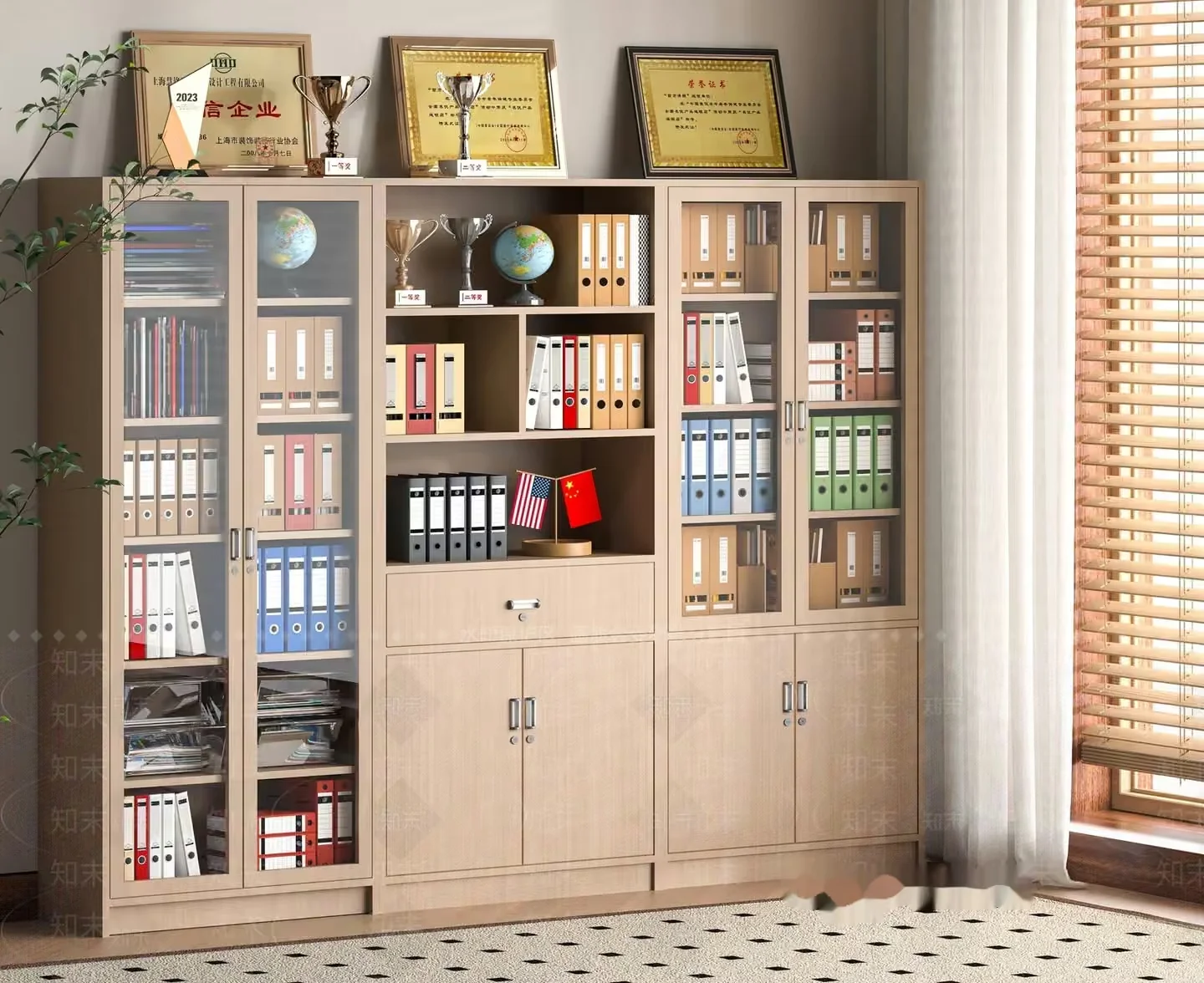 Light Wood Bookcase 3D Model – 8178 – VRAY Render