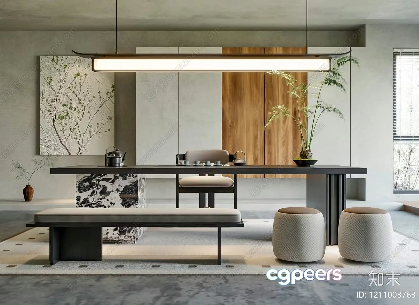 Modern Asian Dining Room 3D Model – 5971 – VRAY Render
