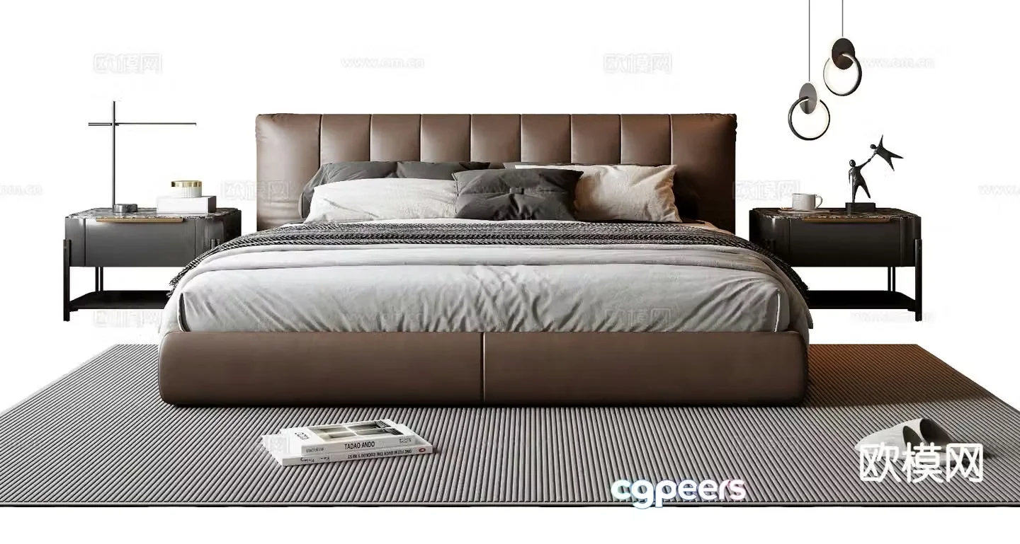 Italian double bed 3d model
