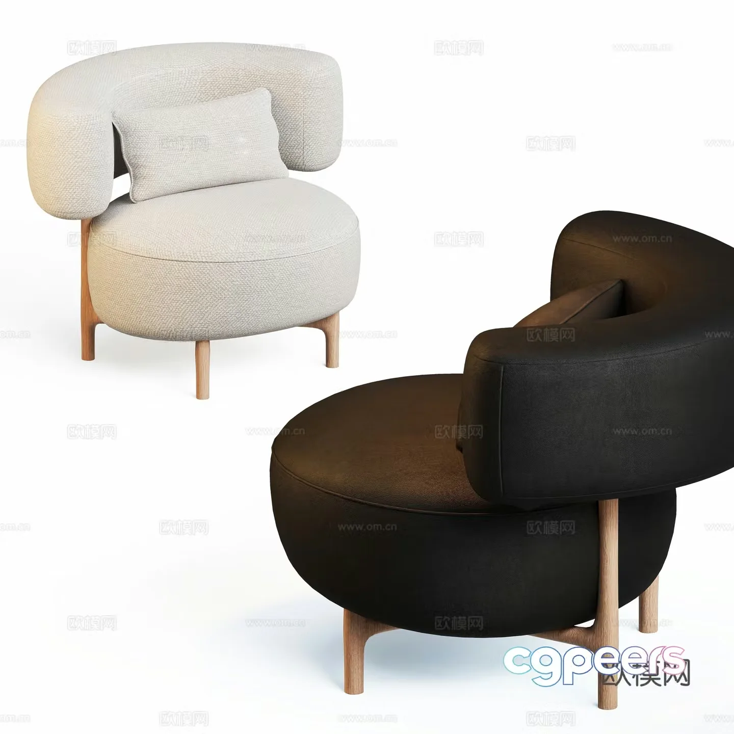 Modern leisure chair leather chair 3d model