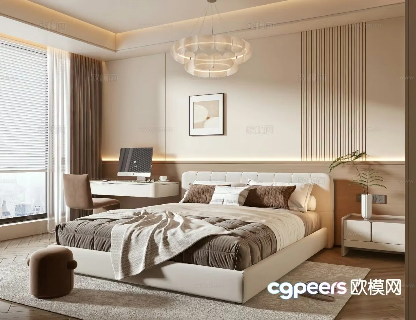Cream style bedroom master bedroom 3d model