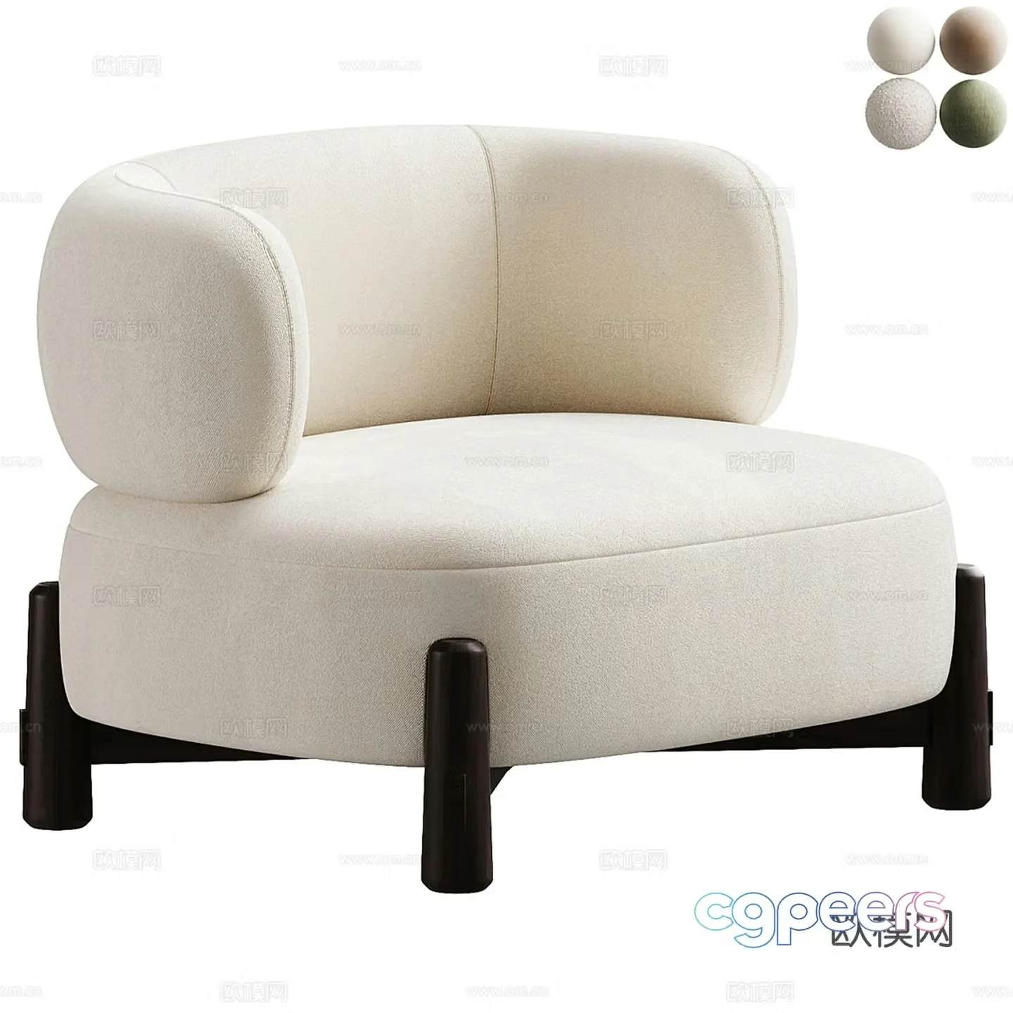 Modern single sofa casual sofa 3d model