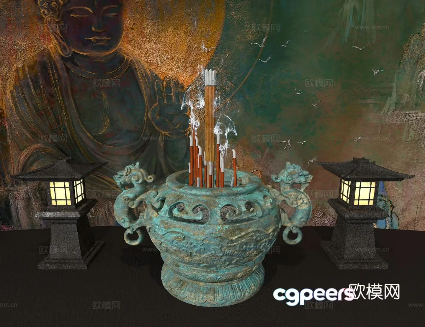 Chinese incense burner 3d model
