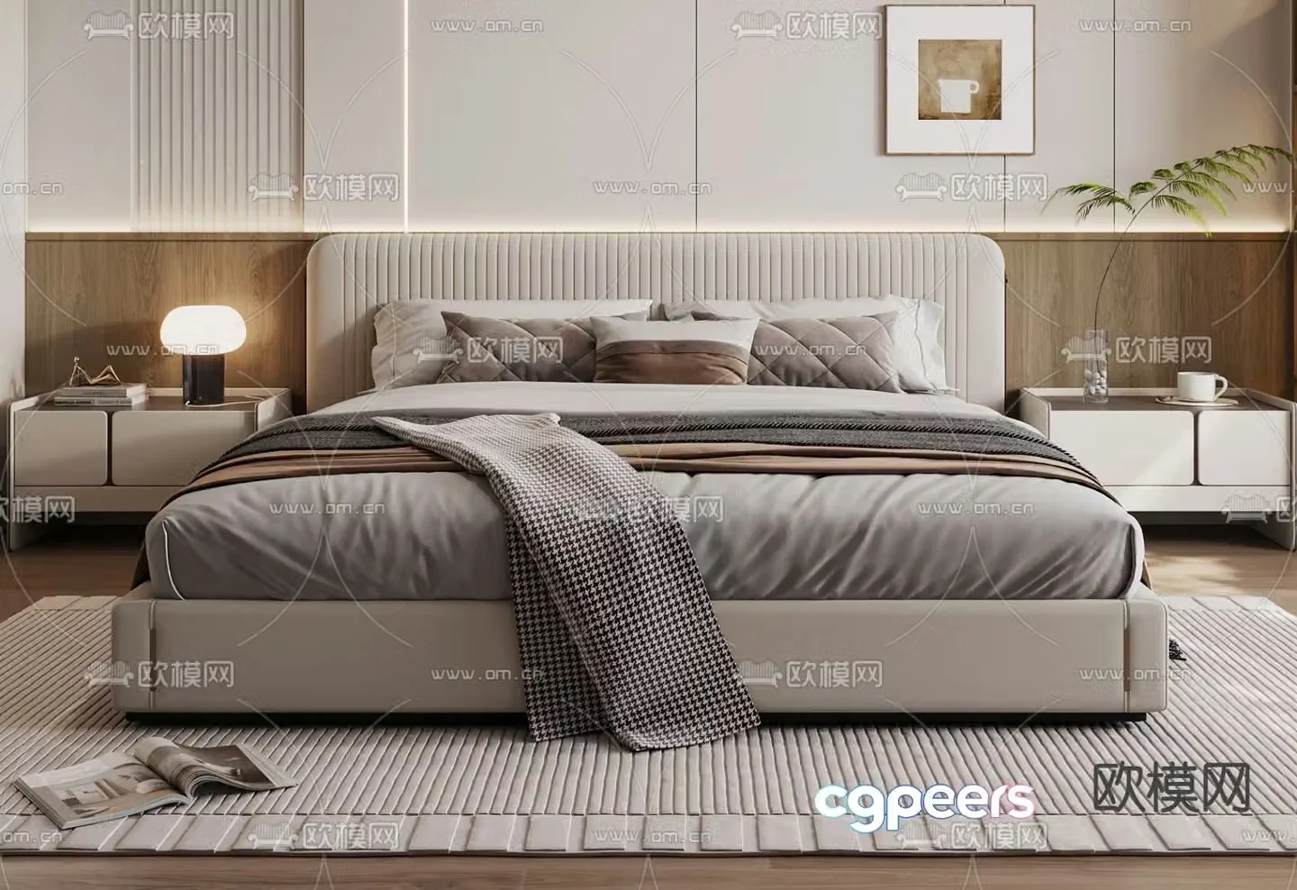 Modern double bed 3d model