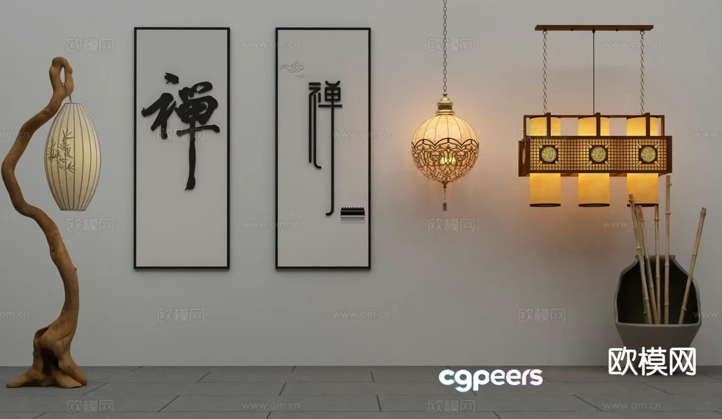 New Chinese style chandelier 3d model