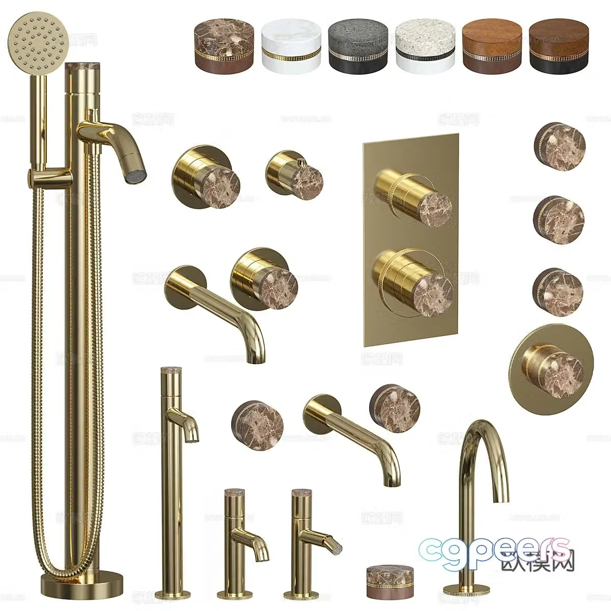 Modern Italian light luxury Stella faucet set 3d model