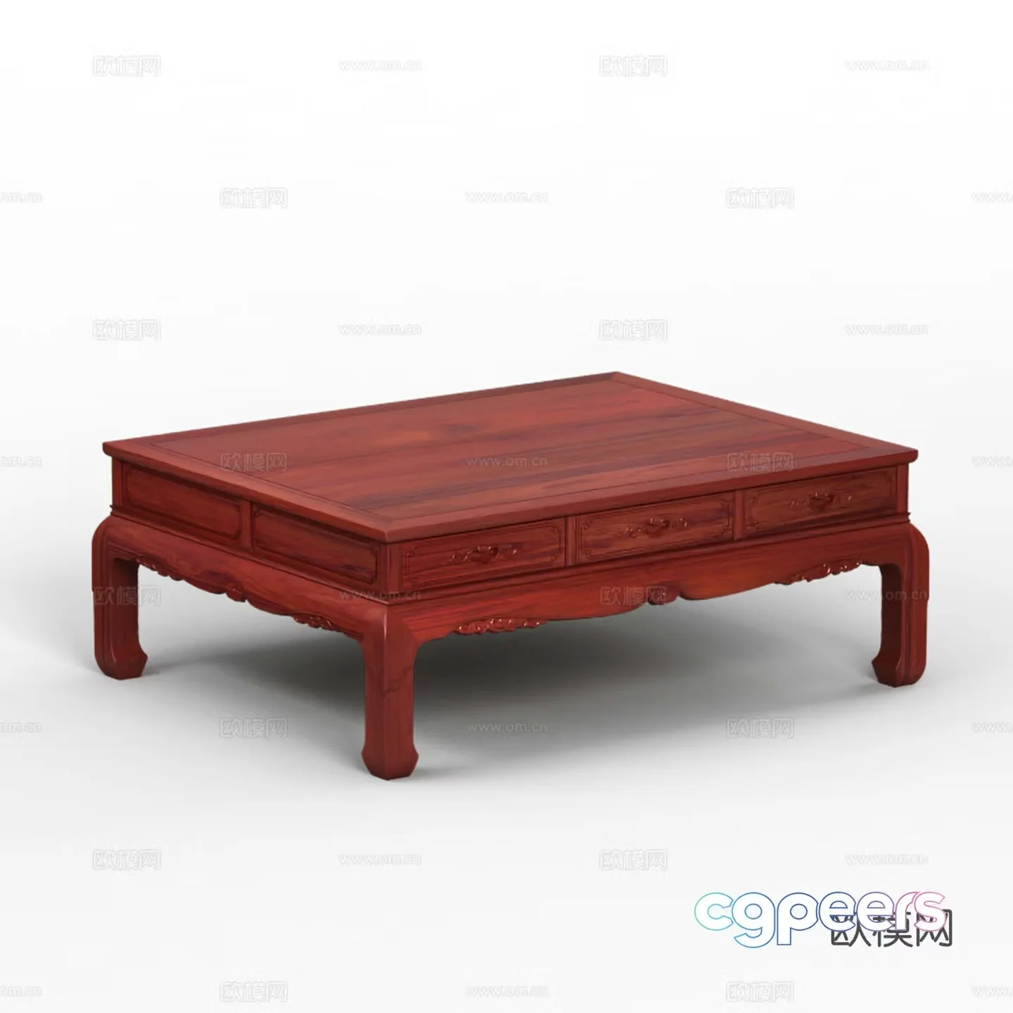 Chinese living room coffee table carved cabinet door solid wood mahogany 3D model