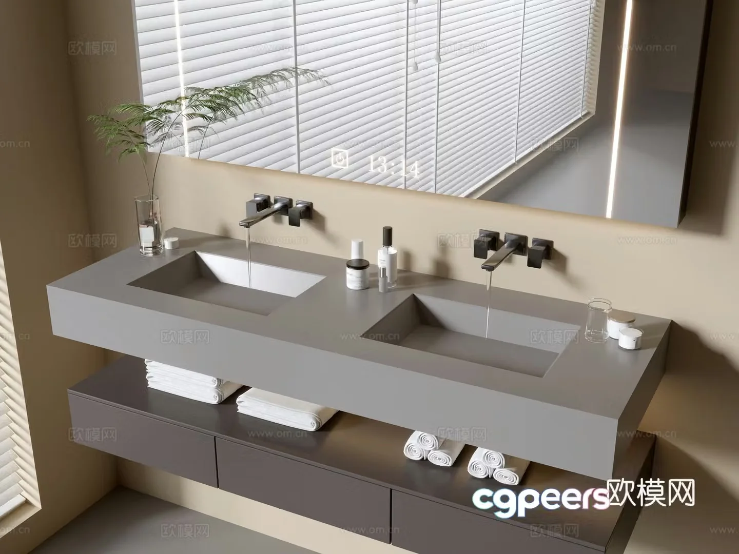 Modern bathroom cabinet bathroom basin bathroom ornaments mirror cabinet sink 3d model