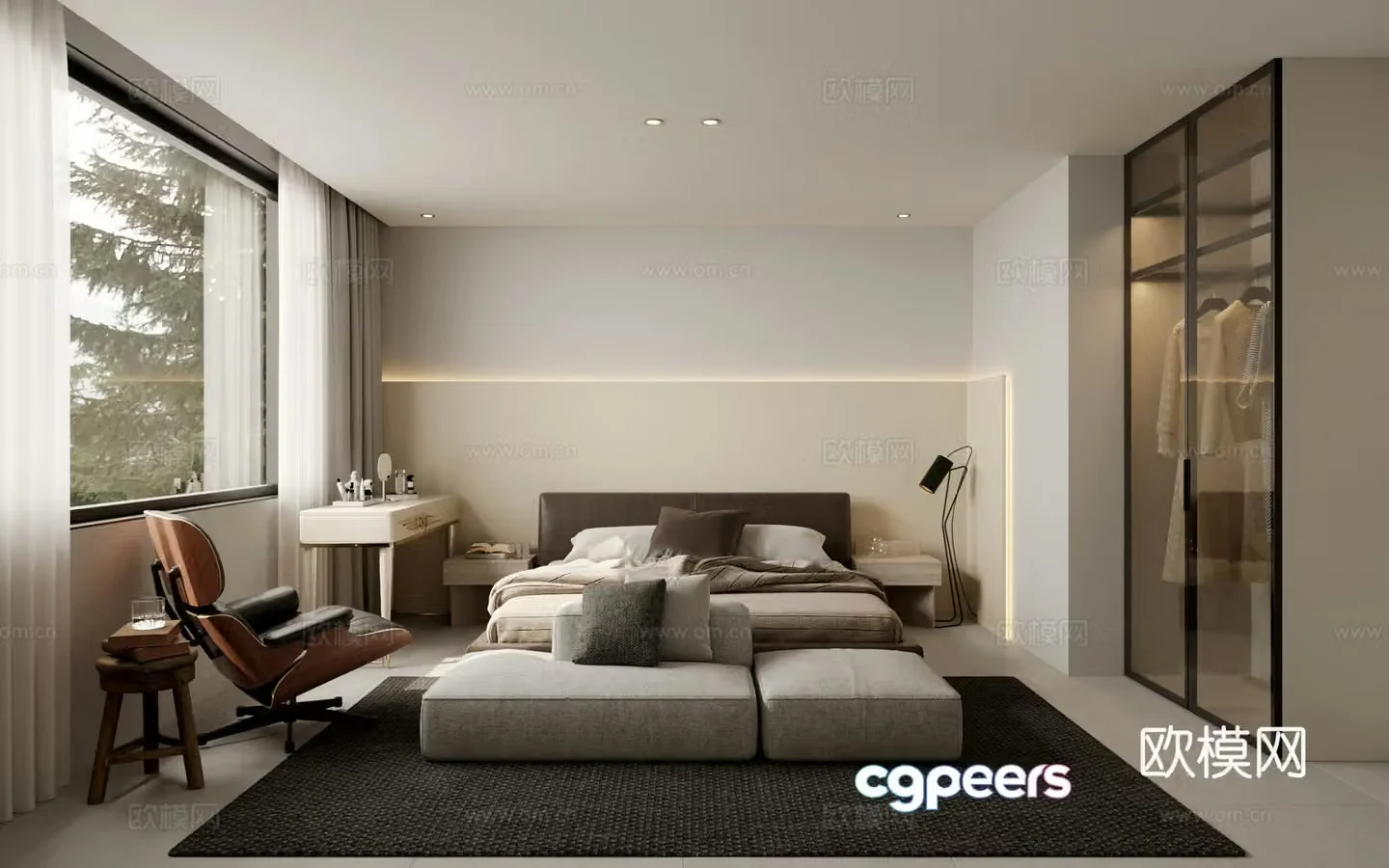 Modern bedroom master bedroom 3d model