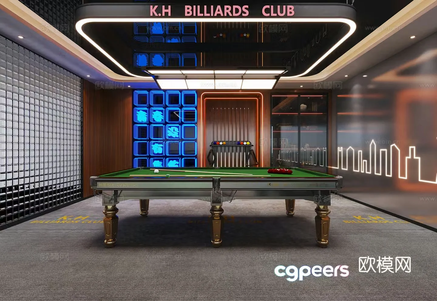 Modern billiard room 3D model
