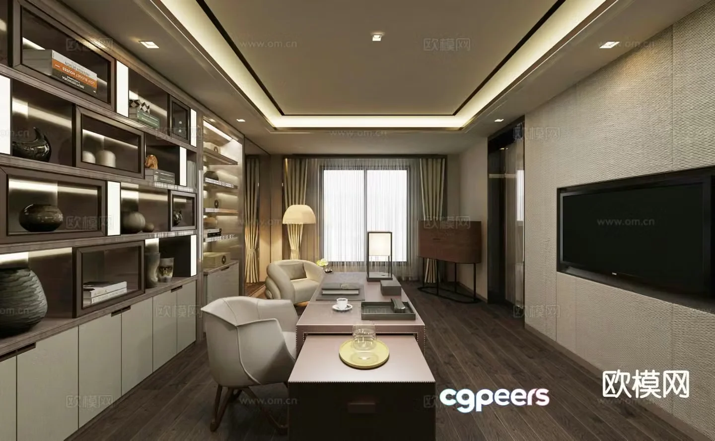 New Chinese style study 3D model