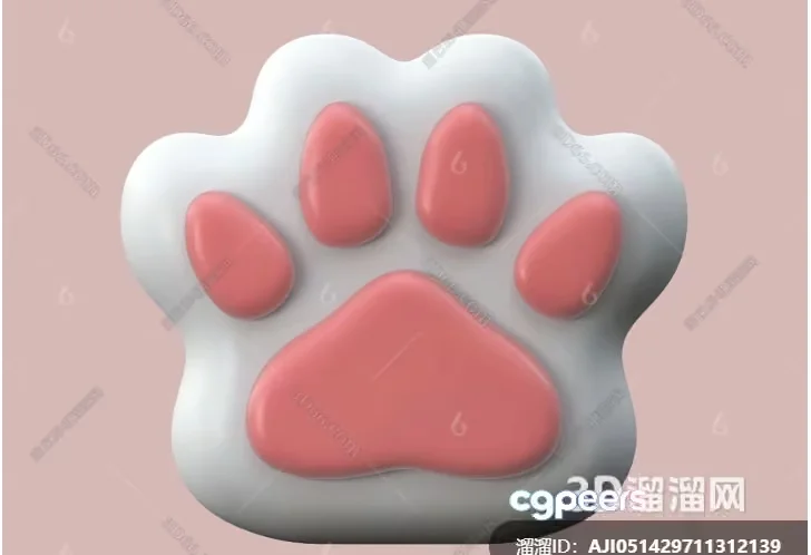 3D Paw Print 3D Model – 6403 – VRAY Render