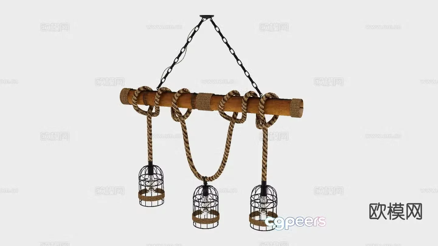Industrial style chandelier 3d model