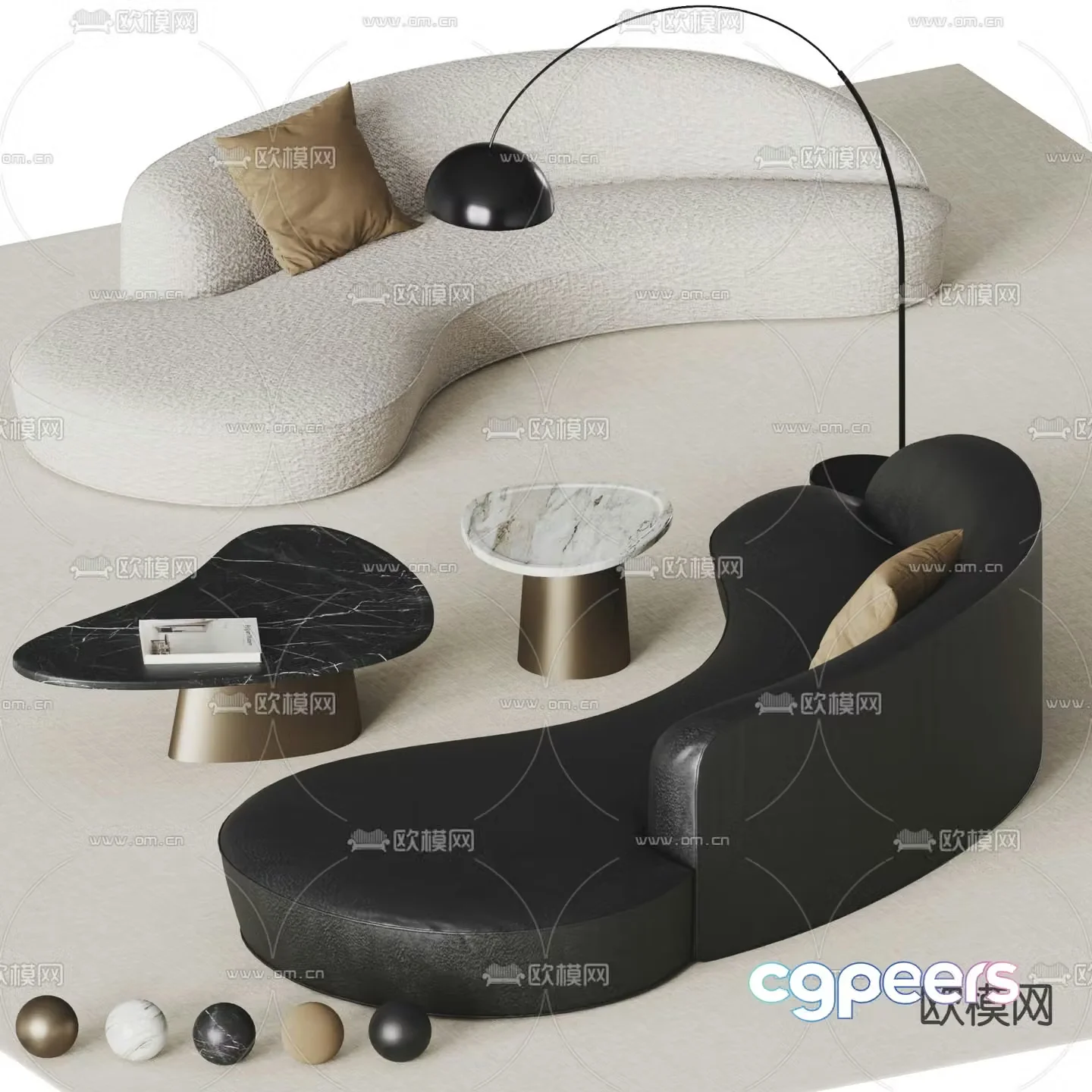 Special shaped sofa curved sofa 3d model