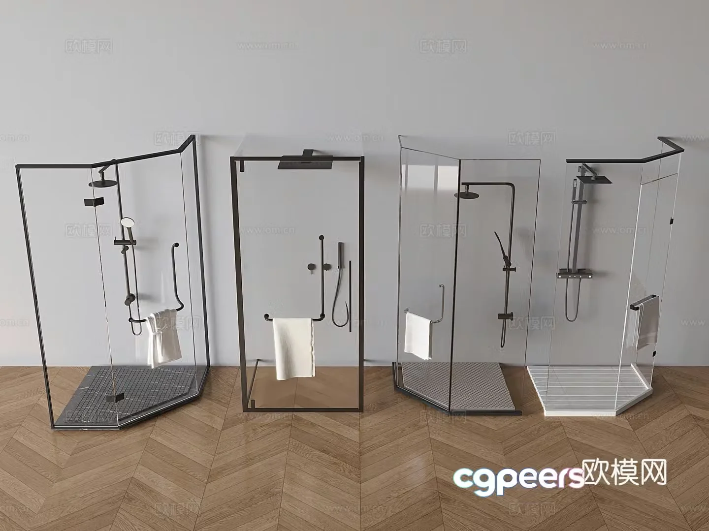 Glass shower room shower room 3d model