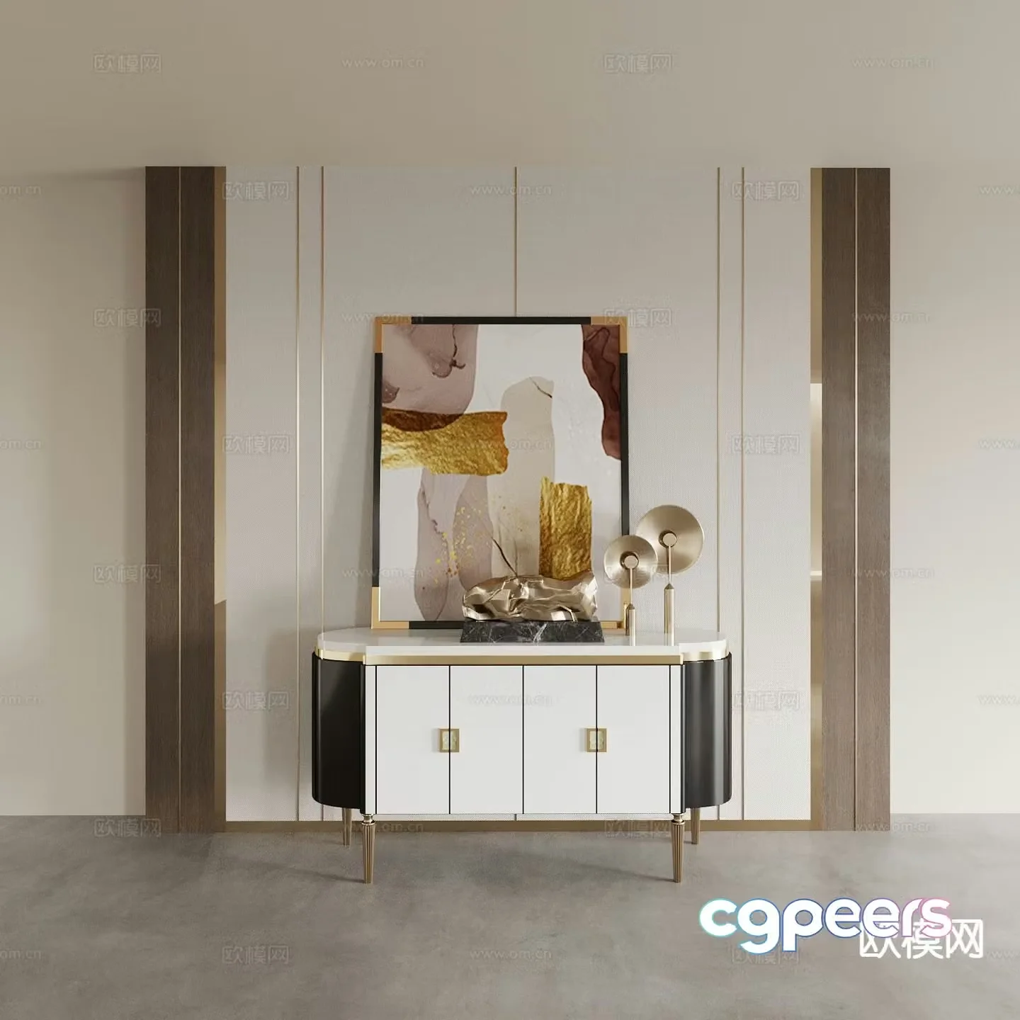 Light luxury entrance cabinet Duanjing cabinet 3D model