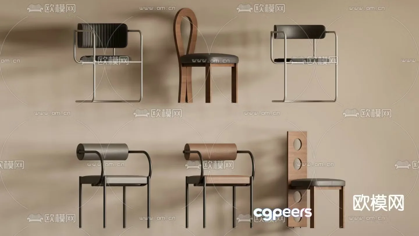Medieval style solid wood dining chair 3D model