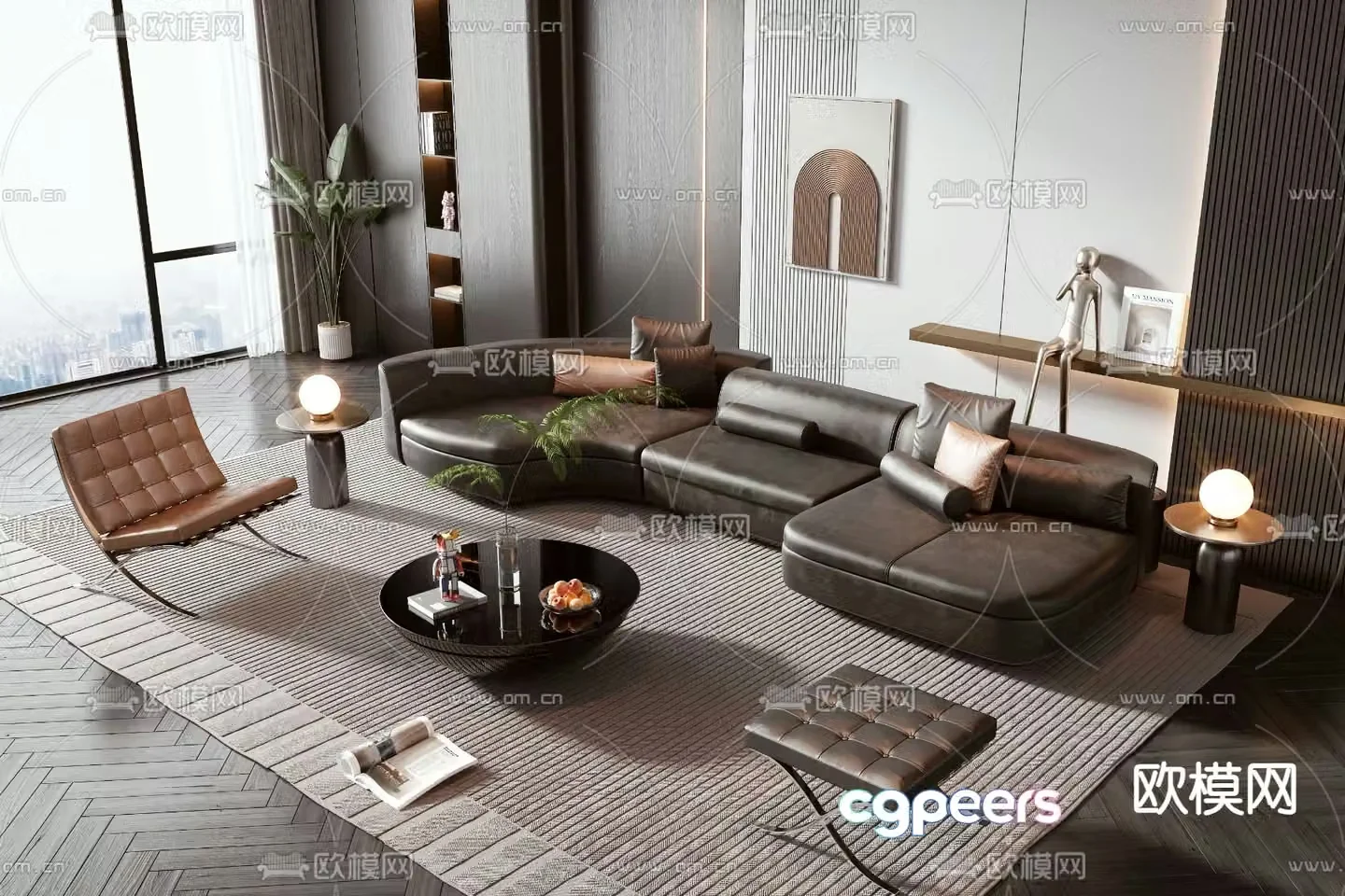 Leather sofa modular sofa special shaped sofa 3d model