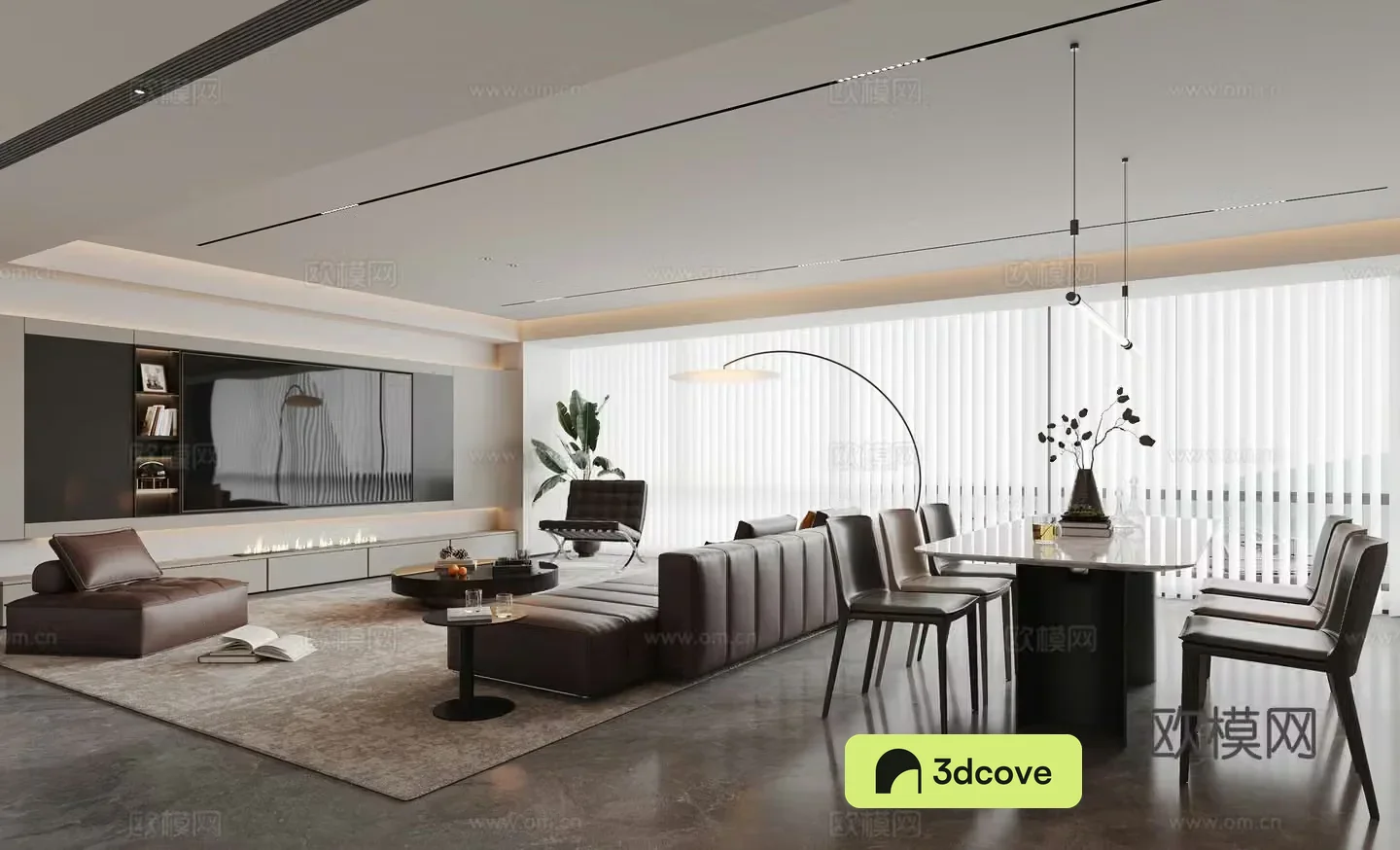 Italian restaurant sofa coffee table combination dining table combination chandelier TV background wall curtain