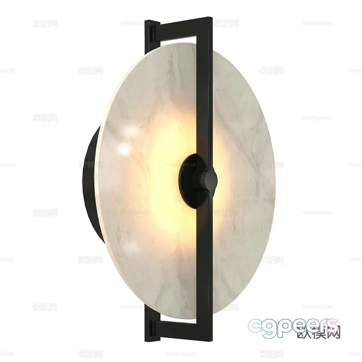 New Chinese disc transparent stone wall lamp 3D model