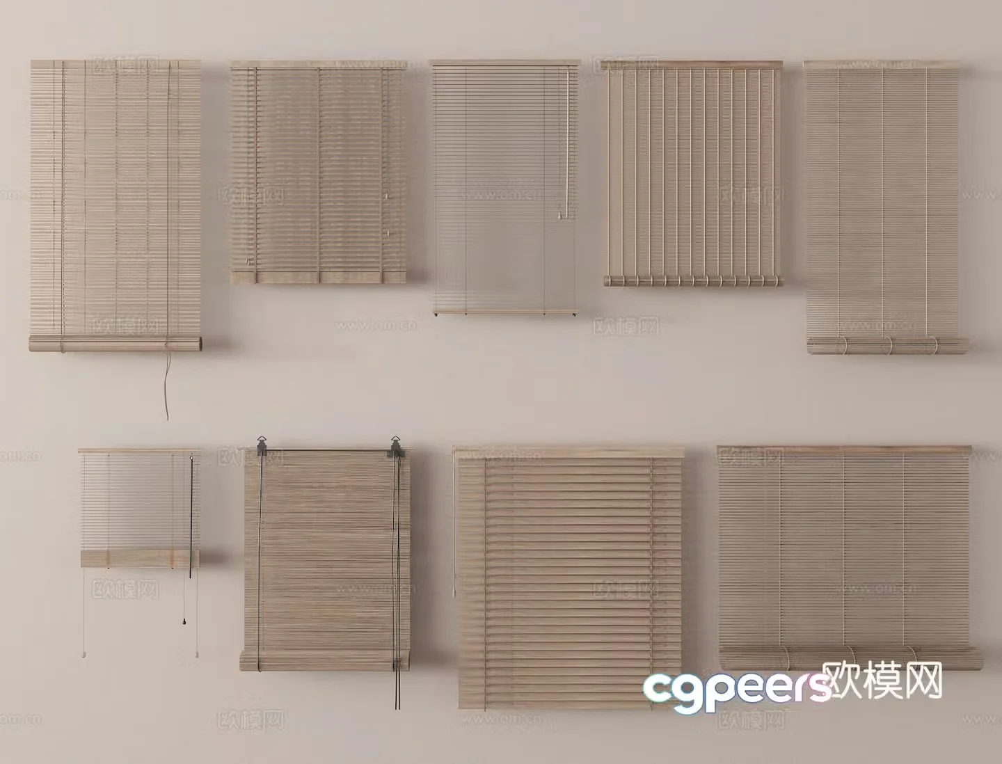 Venetian blinds Roller blinds Bamboo curtain 3D model