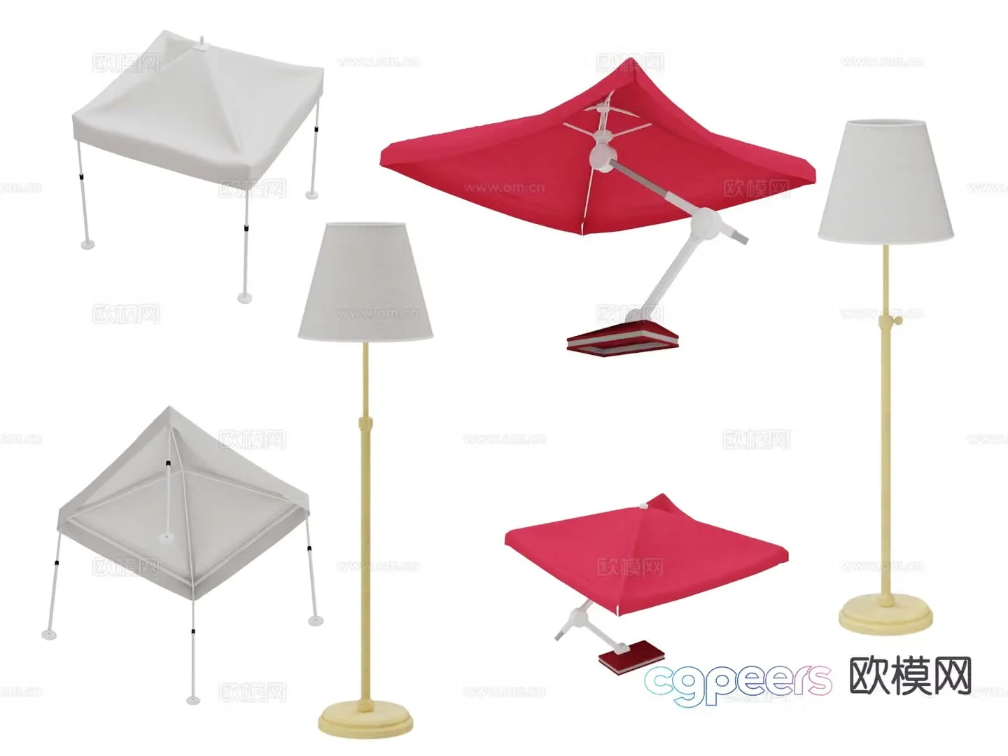tent folding tent floor lamp 3d model