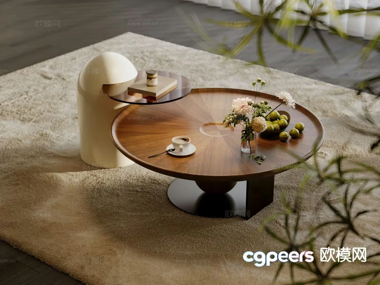 Modern double coffee table 3d model