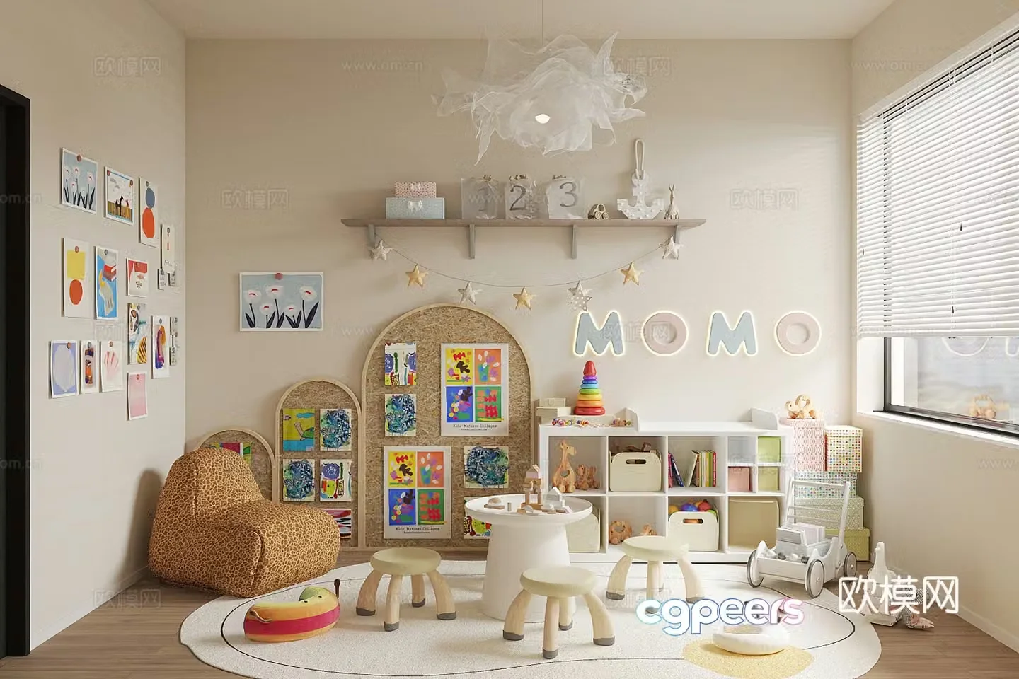Modern children’s entertainment room Toy room Children’s room Toy storage cabinet Toy doll combination 3D model