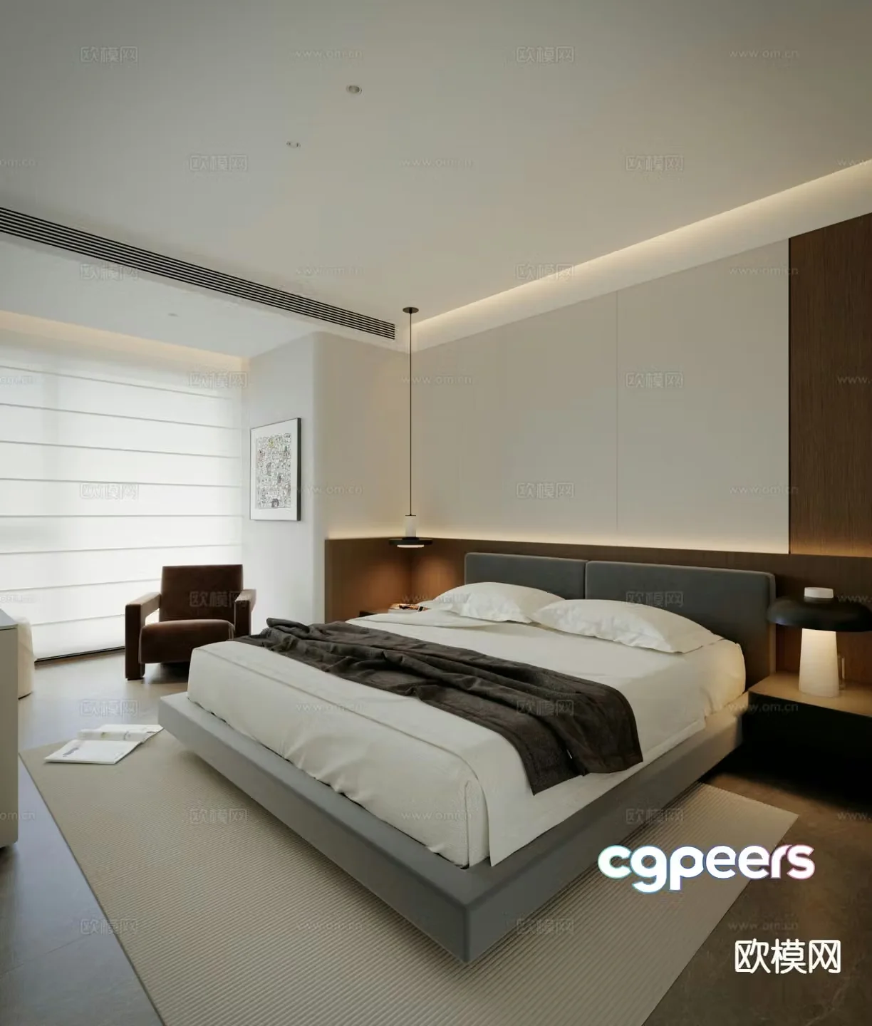 Modern double bed 3d model
