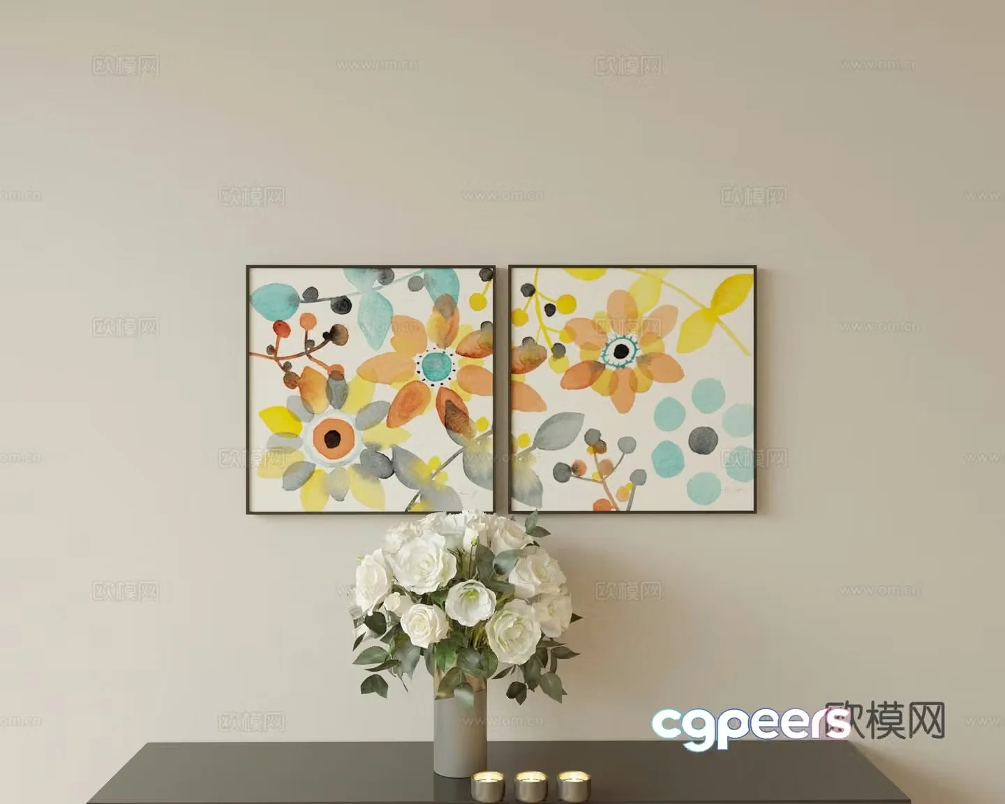 Modern decorative painting abstract painting hanging painting 3d model