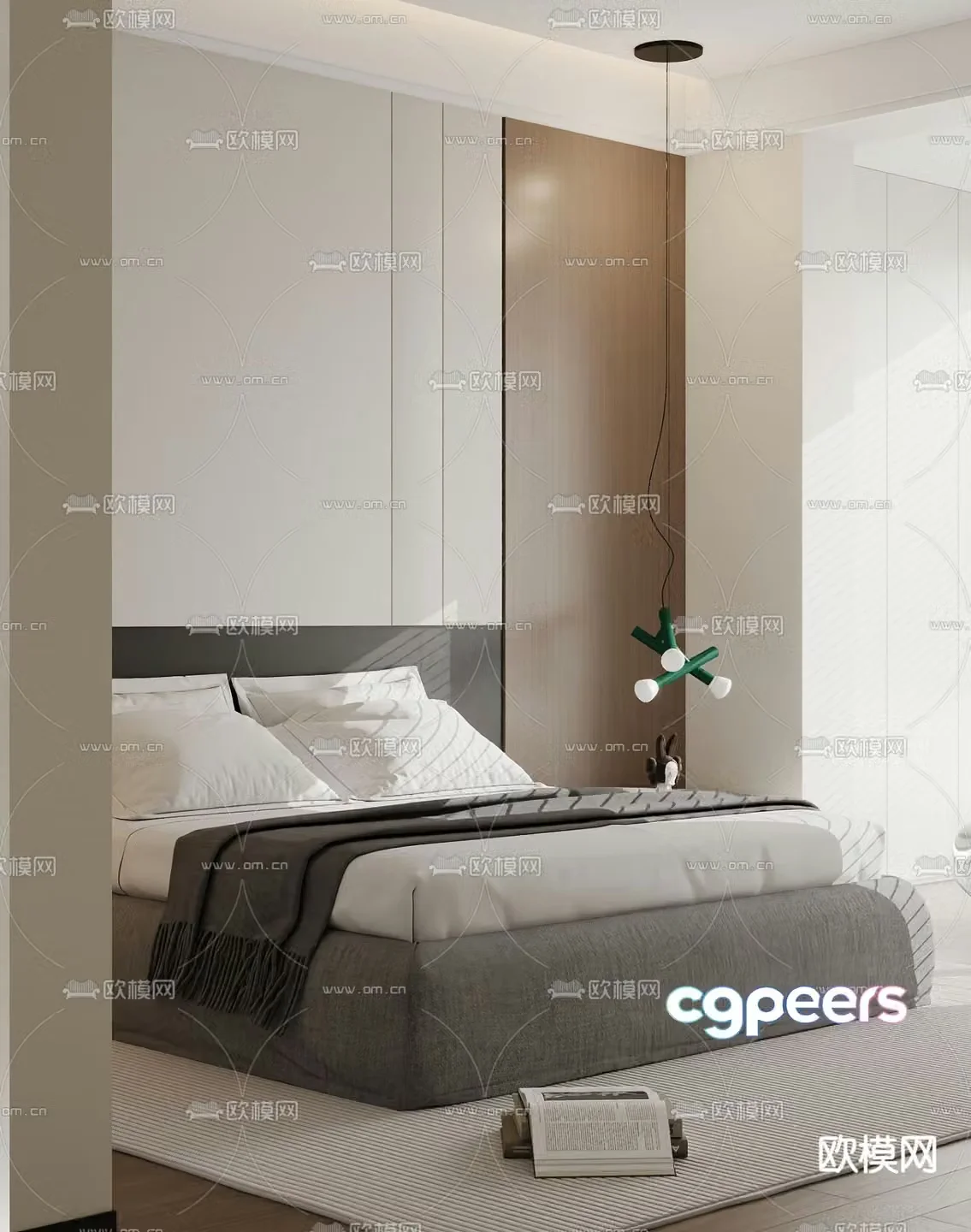 Modern double bed 3d model