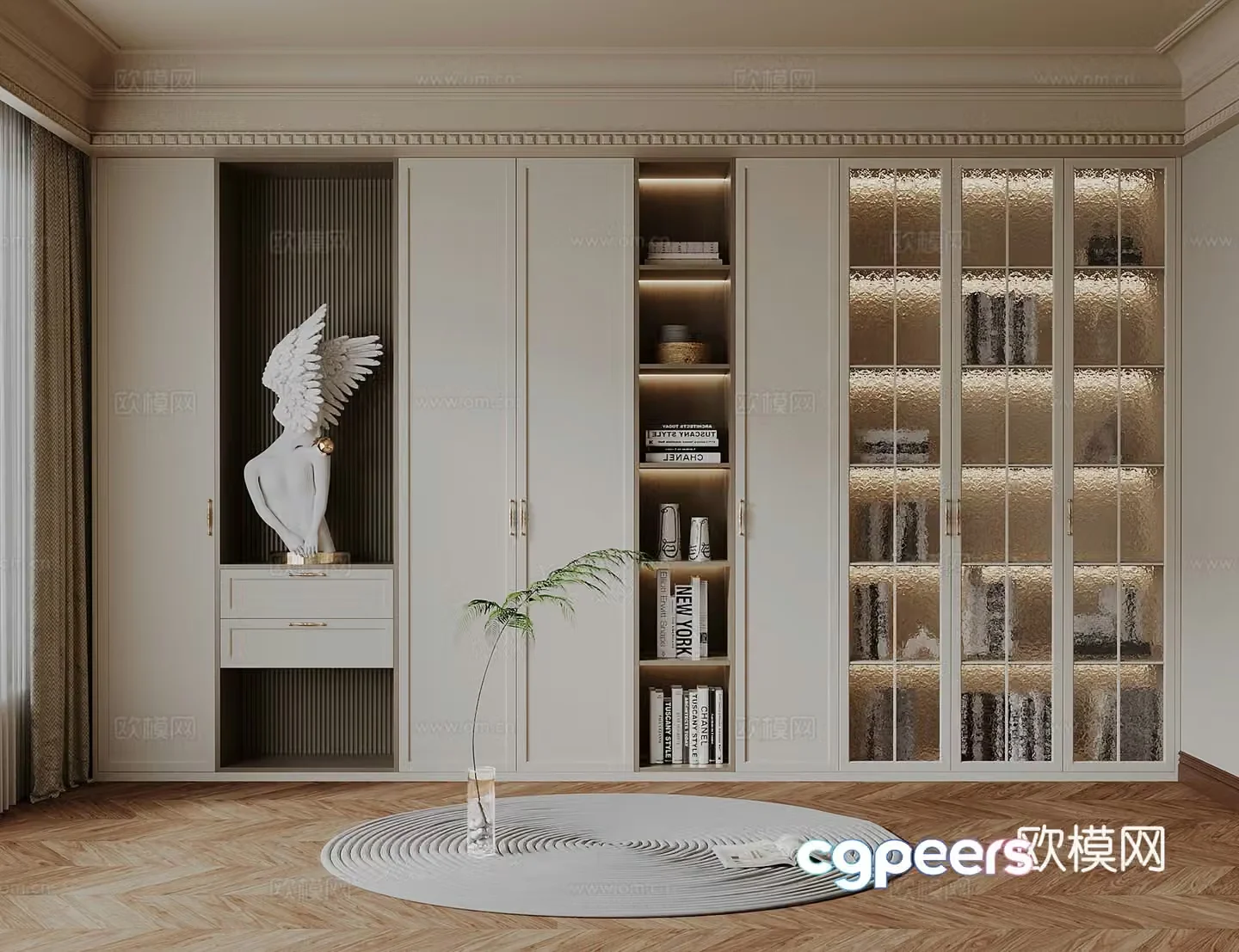 French medieval style bookcase 3D model
