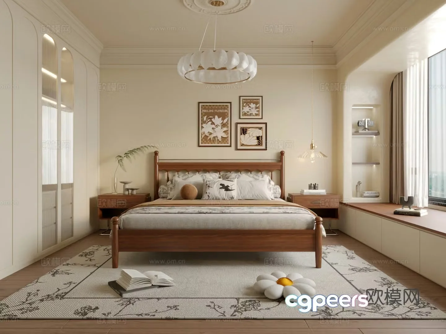 French retro bedroom 3d model