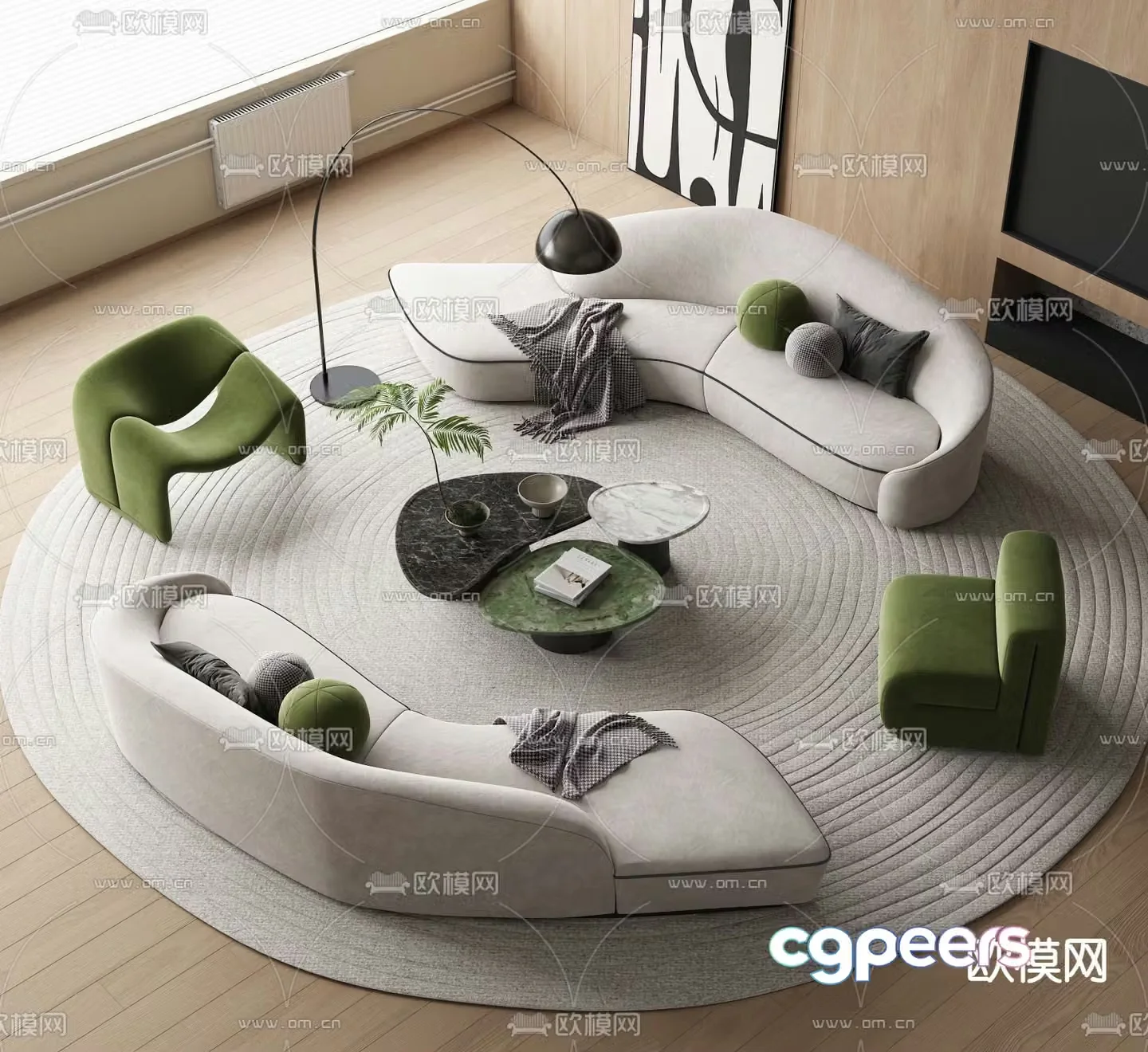 Modular sofa curved sofa 3d model