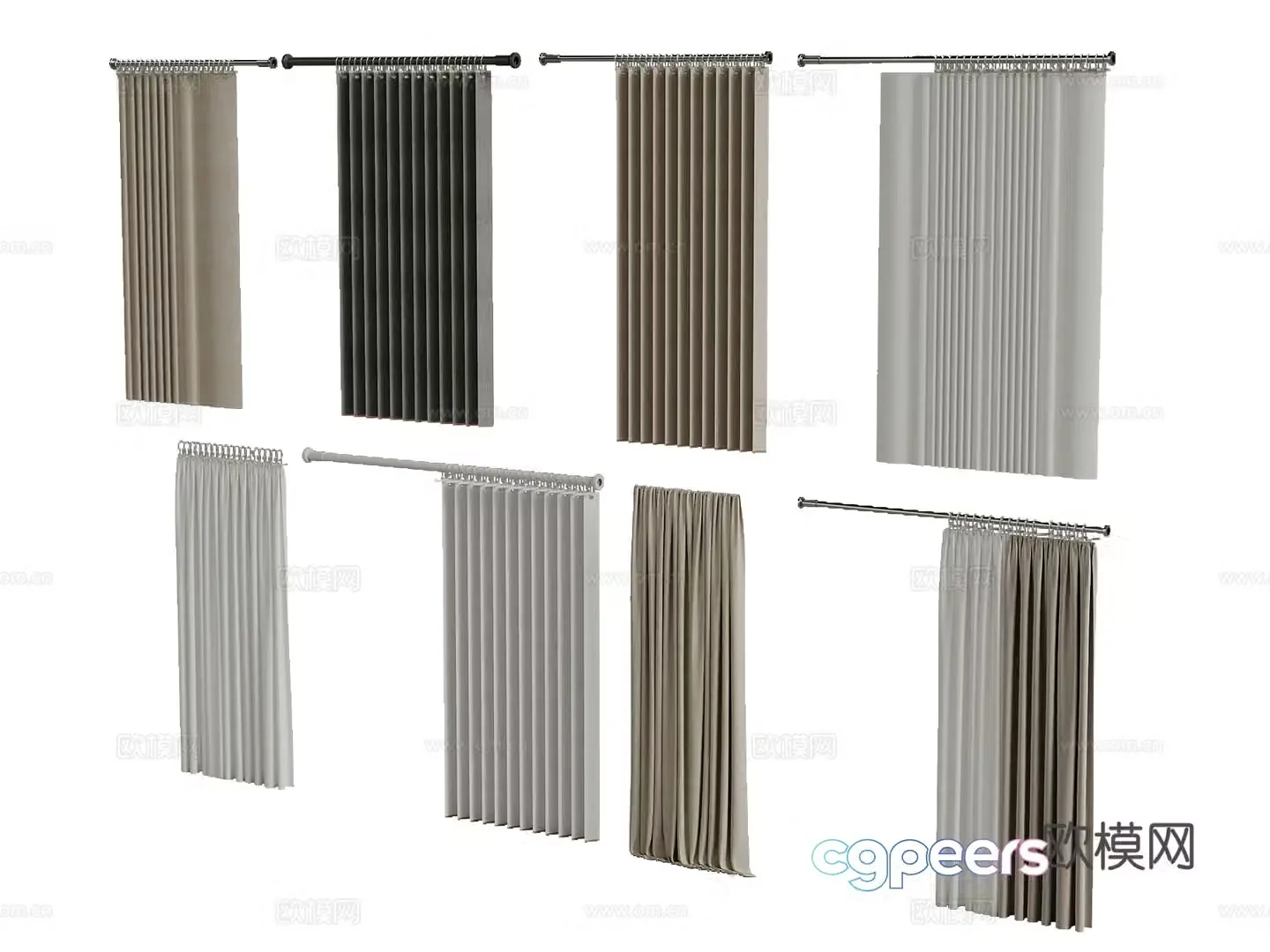 Modern shower curtain 3d model