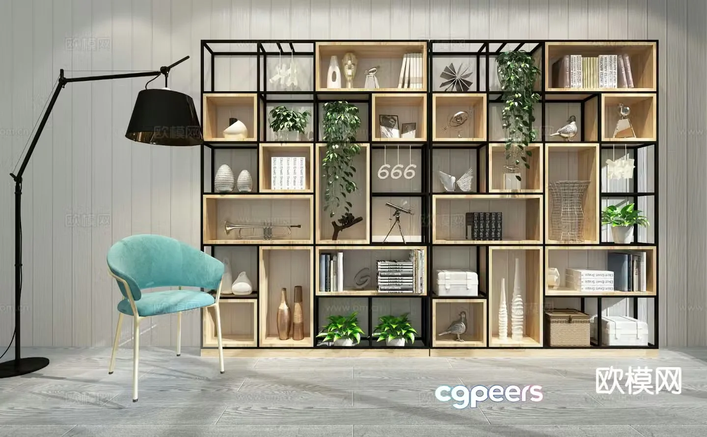 Modern decorative shelf bookshelf bookcase 3d model