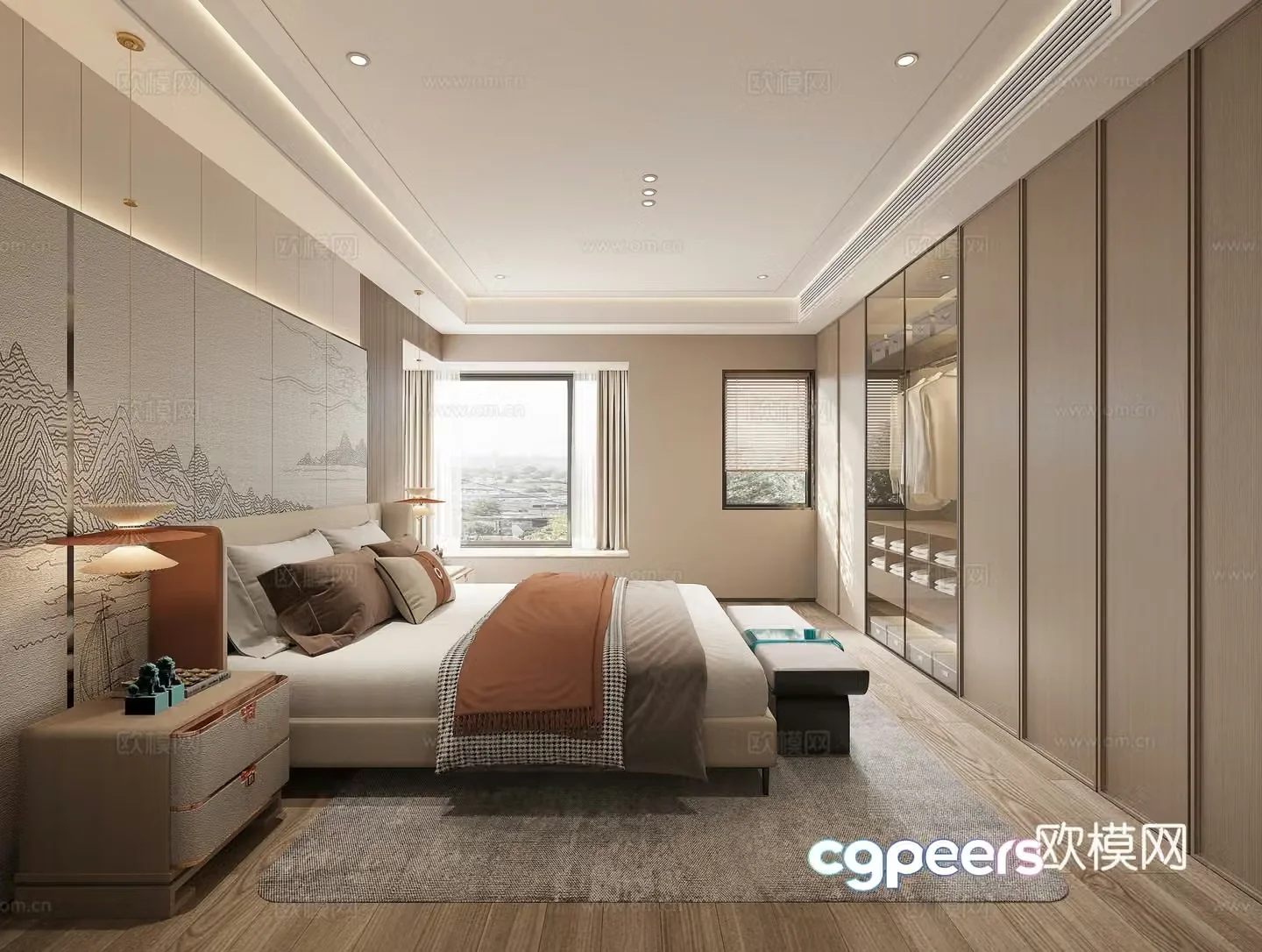 New Chinese bedroom 3D model