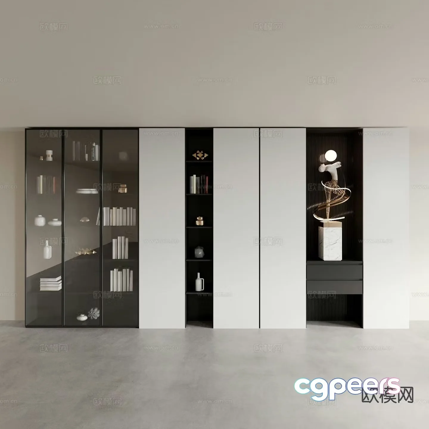 Modern decorative cabinet shelf 3d model
