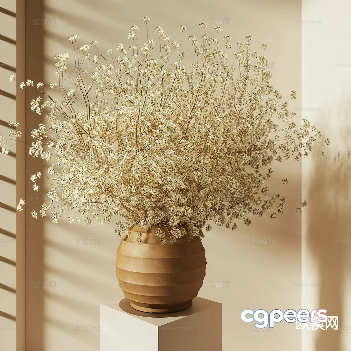 wabi-sabi starry vase flower arrangement 3d model