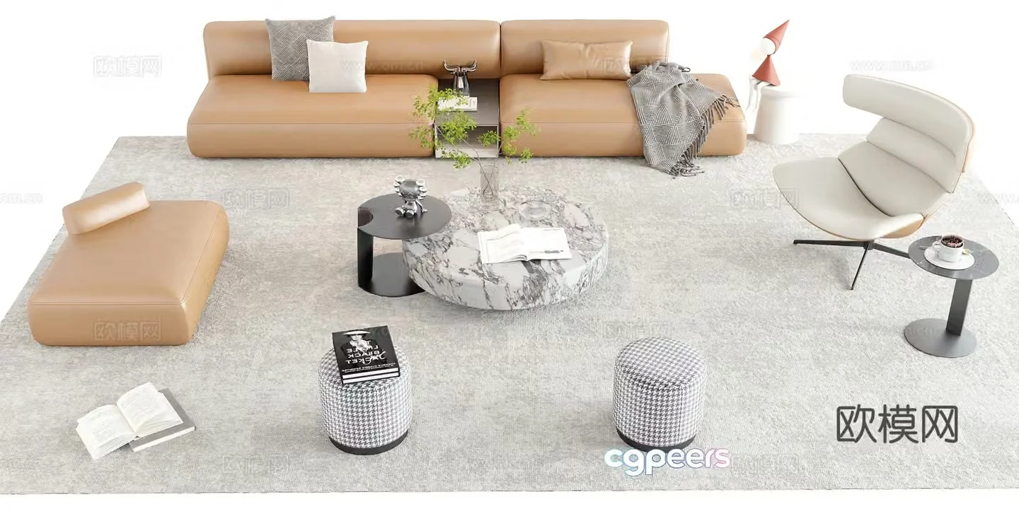 Modern sectional sofa 3d model
