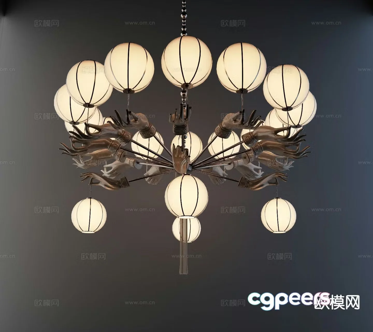New Chinese style chandelier multi-head chandelier 3d model