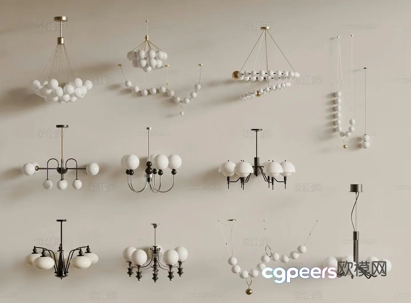 French chandeliers lamp combination 3D model
