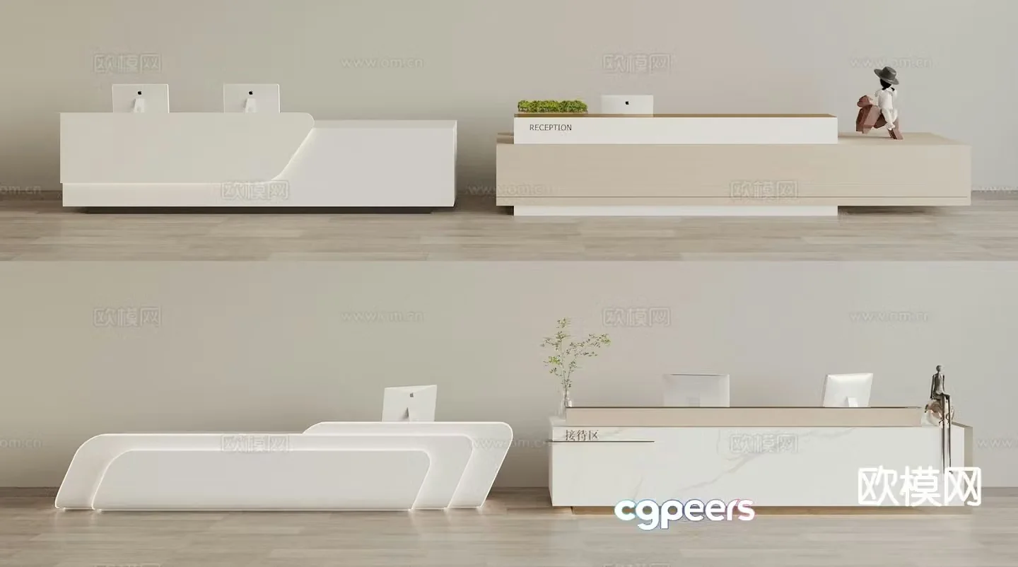 Modern front desk reception desk service desk 3d model