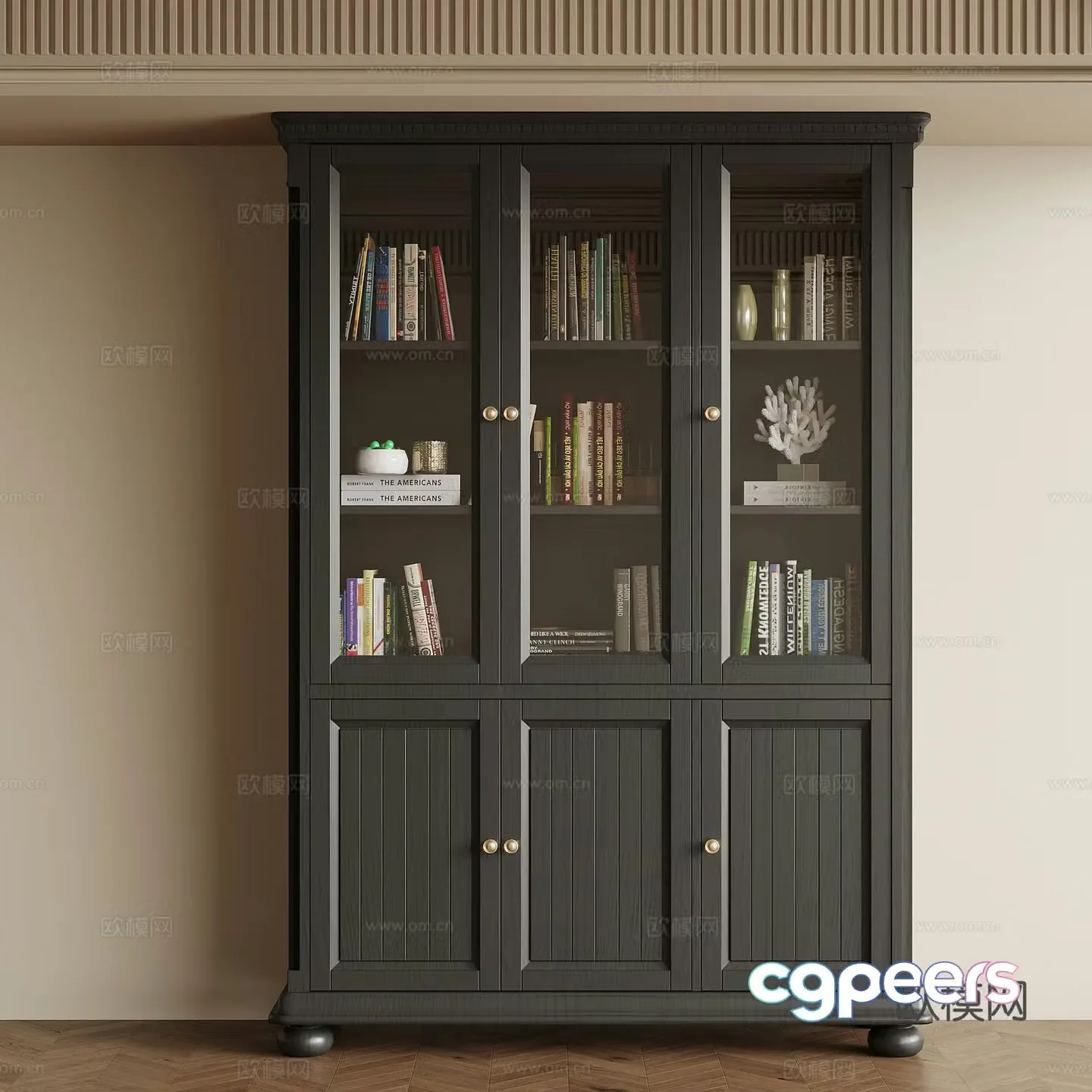 French bookcase locker 3d model