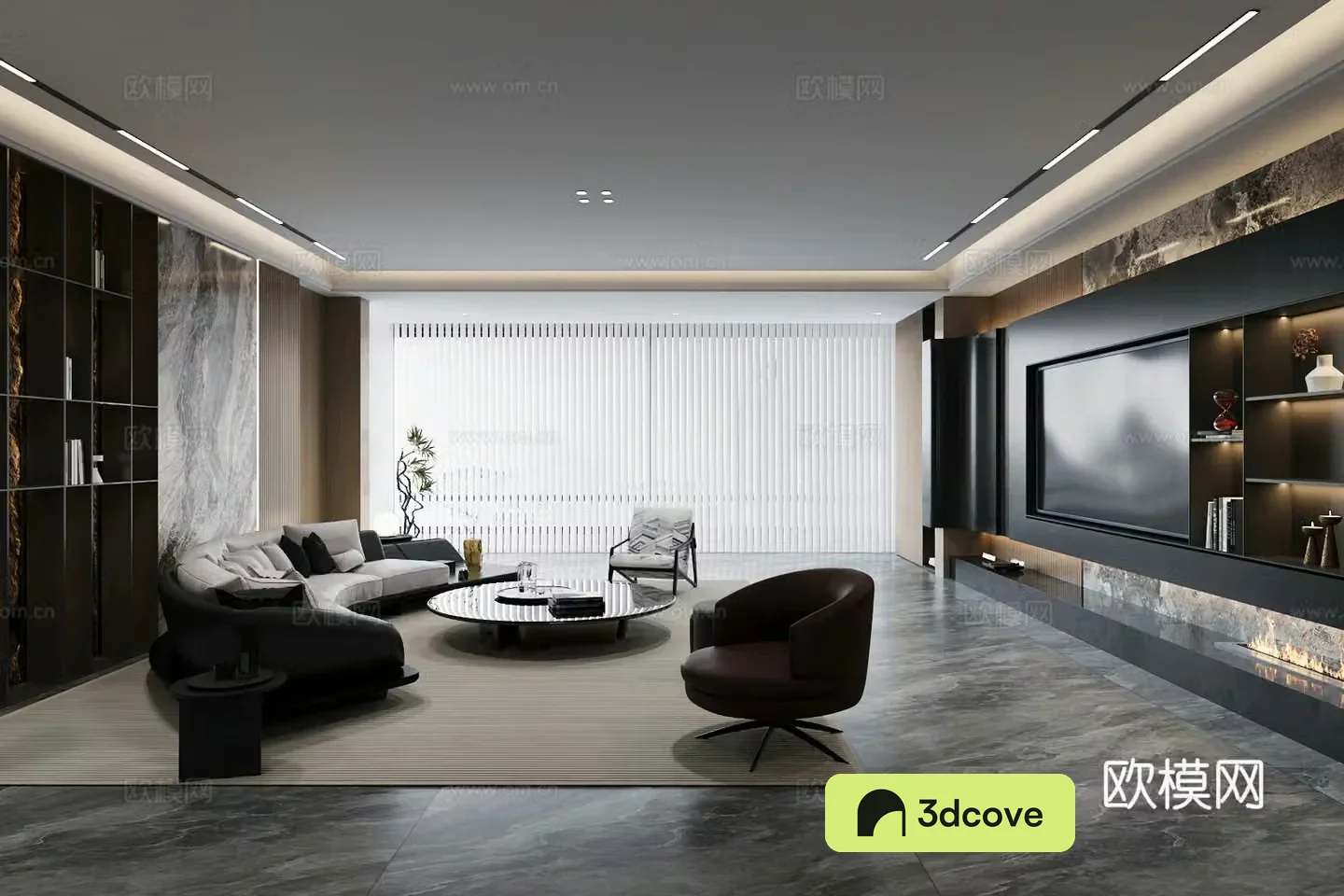 Modern living room light luxury living room Italian living room sofa coffee table combination leather multi-person sofa
