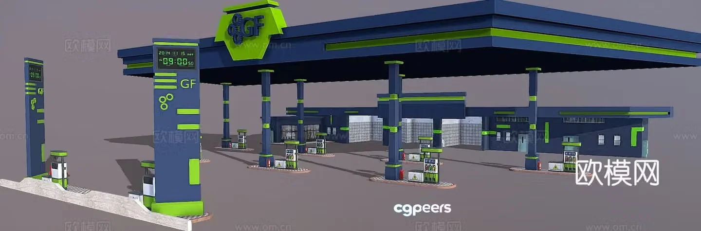 Modern gas station 3d model