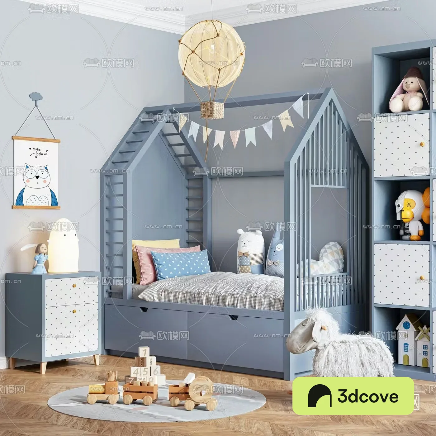 Modern children’s bed and children’s cabinet combination