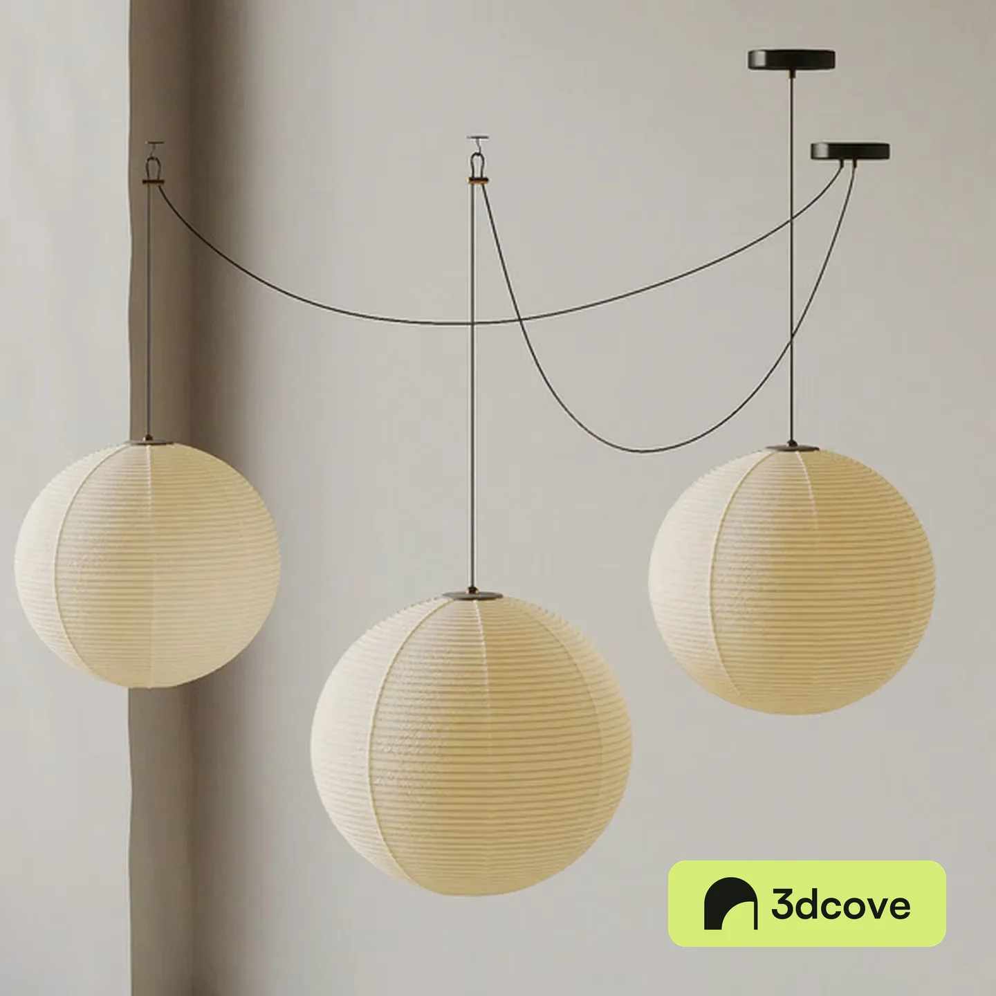 Three White Paper Lanterns