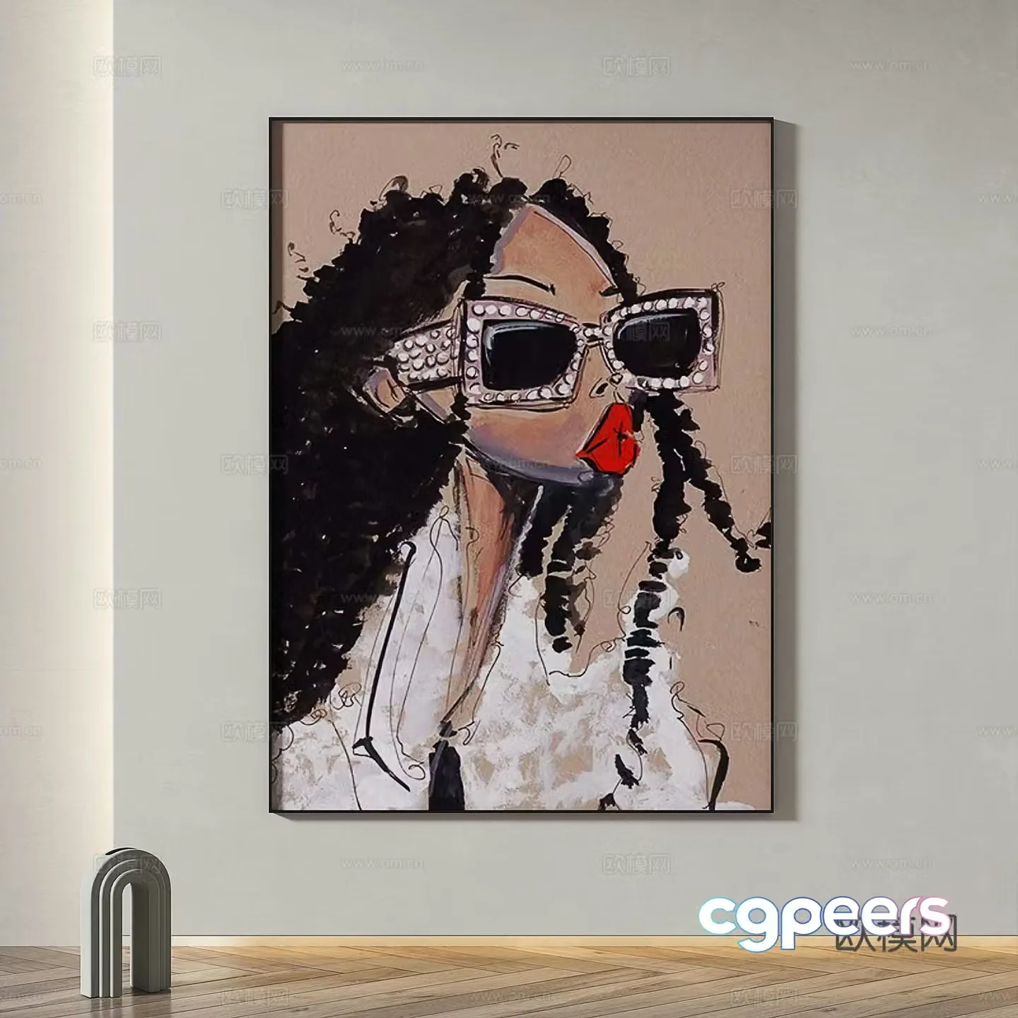 Modern minimalist abstract decorative painting 3d model